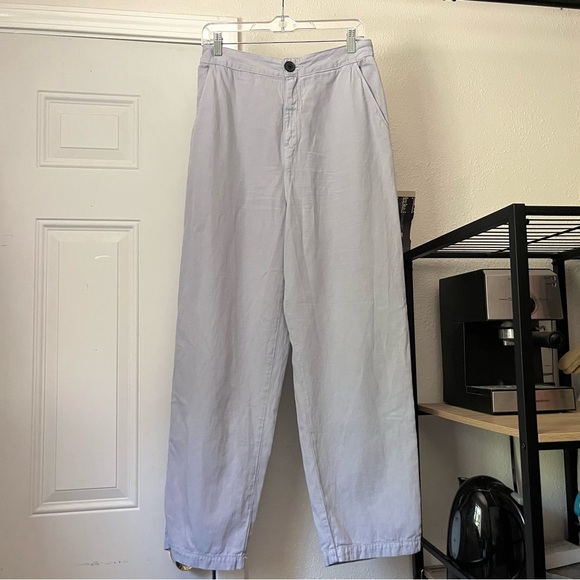 Bellerose Pants - BELLEROSE blue dusty lilac lavender cotton linen canvas  blend wide leg pants